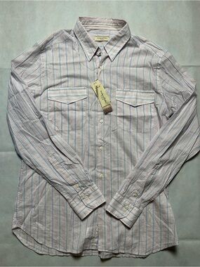 Tintoria Mattei lightweight cotton striped button up size 41/16 NWT